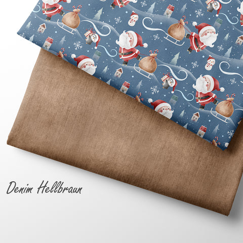 French Terry Santa Delivery Dunkelblau
