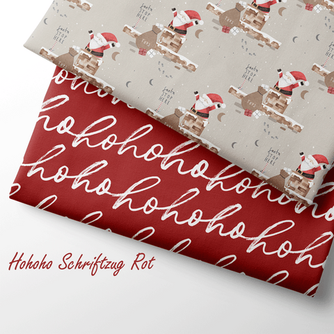 French Terry Hohoho Schriftzug Rot 3894 (Bio) VORBESTELLUNG RUNDE 2