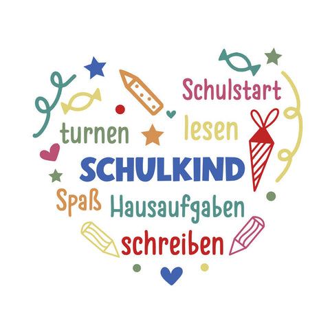 Glassticker Schulkind Herz Größe S