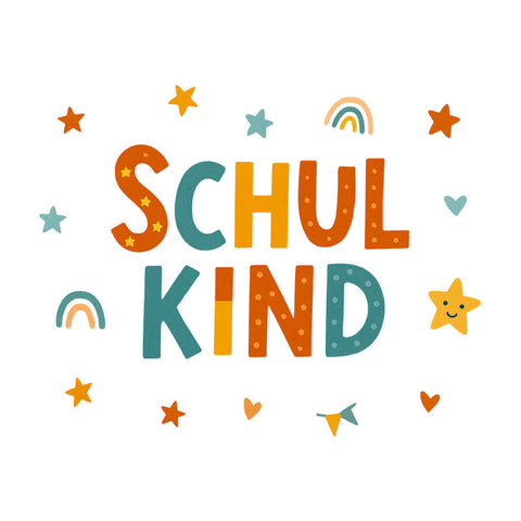 Glassticker Schulkind Schriftzug Größe S
