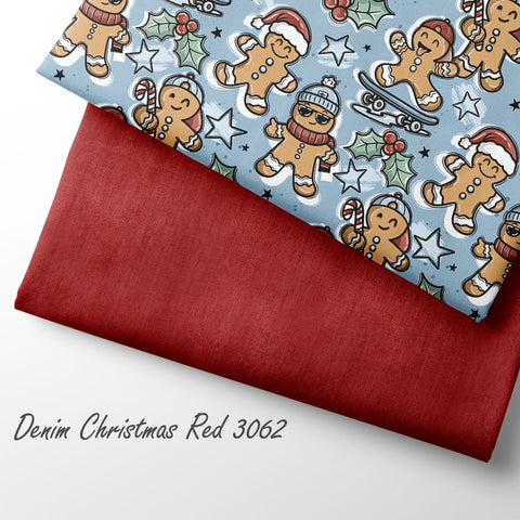 French Terry Denim Christmas Red 3062 (Bio) VORBESTELLUNG