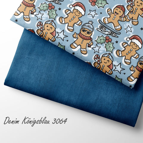 French Terry Denim Königsblau 3064 (Bio) VORBESTELLUNG