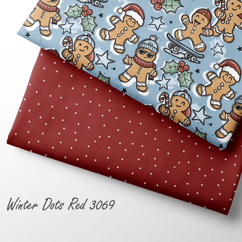 French Terry Winter Dots Red 3069 (Bio) VORBESTELLUNG