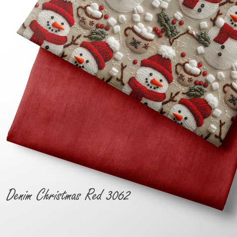 French Terry Denim Christmas Red 3062 (Bio) VORBESTELLUNG
