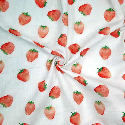 Musselin Double Gauze Strawberry Love 001