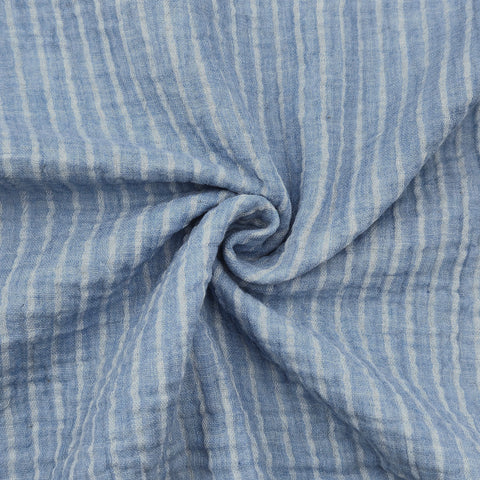 Musselin Double Gauze Streifen Blau 003