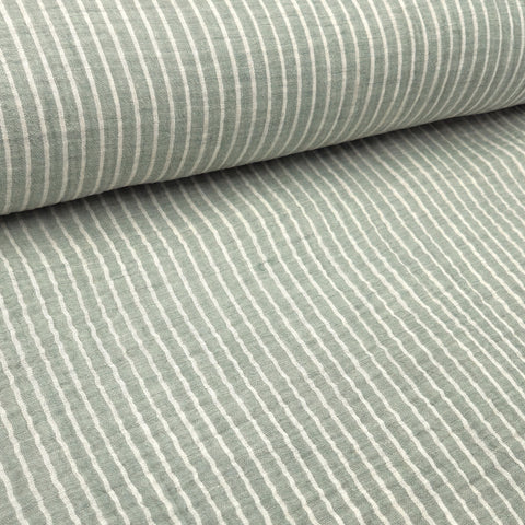 Musselin Double Gauze Streifen Grün 004