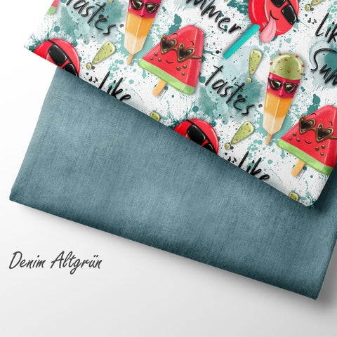 French Terry Denim Altgrün (Bio)