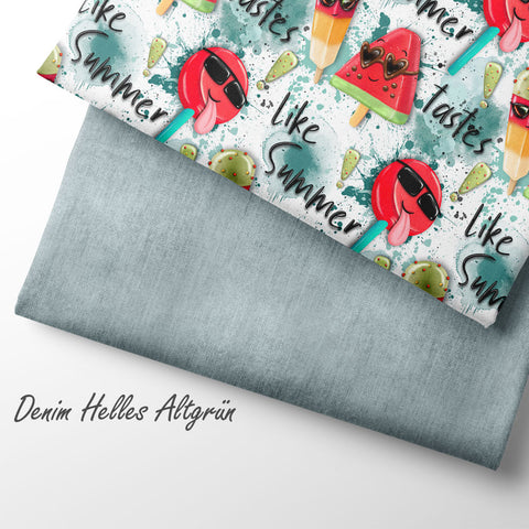 Jerseystoff Denim Helles Altgrün