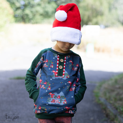French Terry Team Santa Blau 3810 (Bio) VORBESTELLUNG