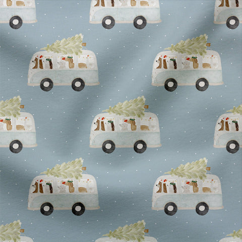 French Terry Tierische Busfahrt Weihnachtsedition