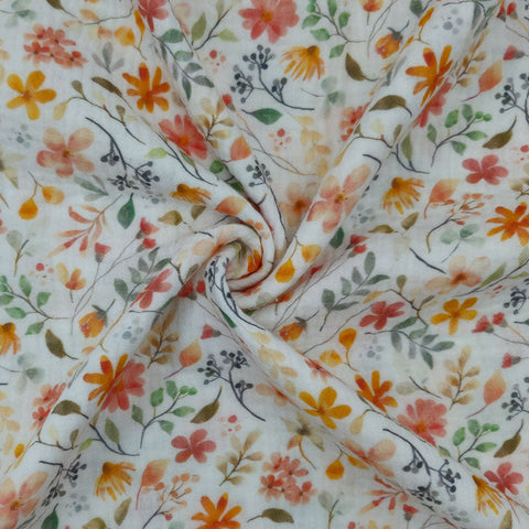 Musselin Double Gauze Herbst Blumen 002