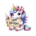 Bügelbild Unicorns Birthday lila Medium