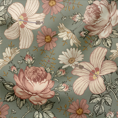 Nicky Jersey Vintage Flowers Green