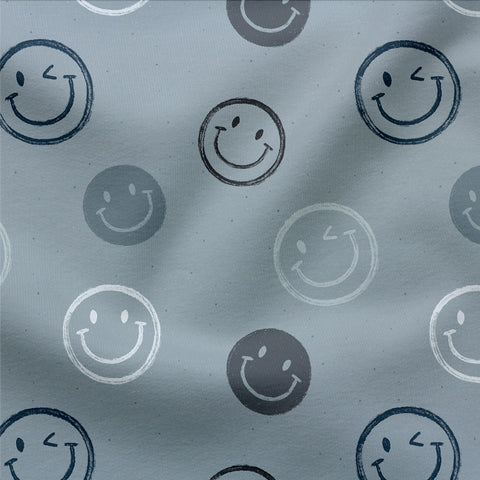 French Terry Always smiling Grey blue