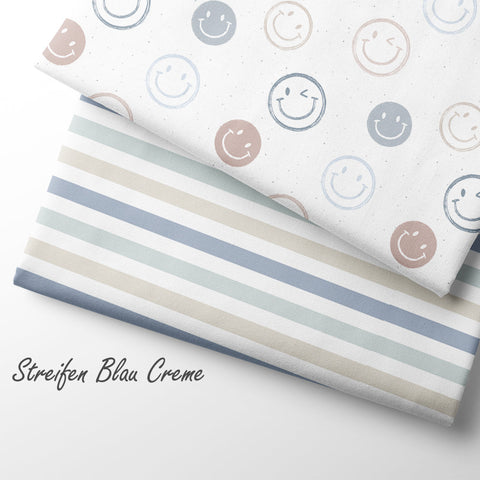 French Terry Streifen Blau Creme 2795 (Bio)