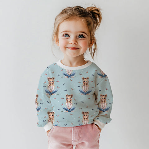 French Terry Butterfly Girl Blau (Bio)