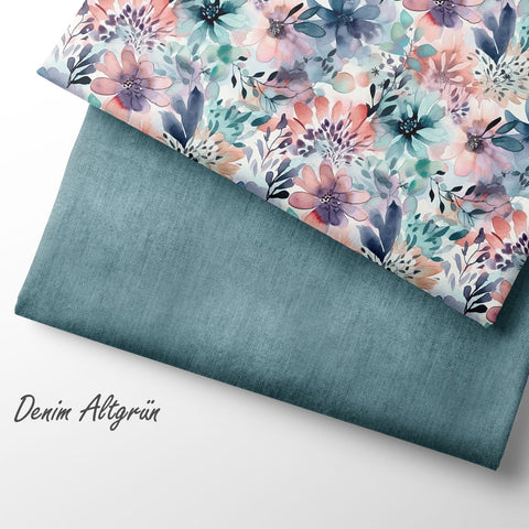 French Terry Denim Altgrün (Bio)