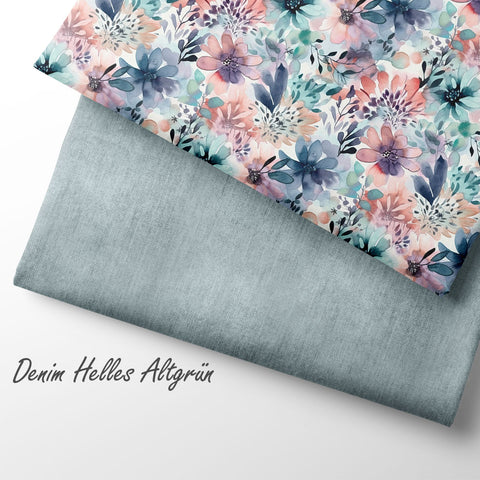 Jerseystoff Denim Helles Altgrün