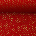 Baumwollstoff Dotties Gold auf Rot 100638
