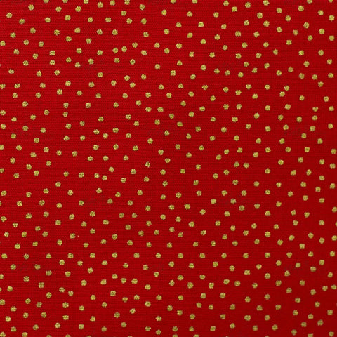 Baumwollstoff Dotties Gold auf Rot 100638