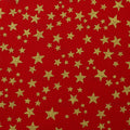 Baumwollstoff Sternchen Gold auf Rot 200638