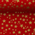 Baumwollstoff Sternchen Gold auf Rot 200638