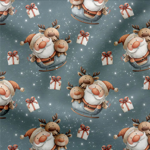 Baumwollstoff Weihnachtsschlitten 3117