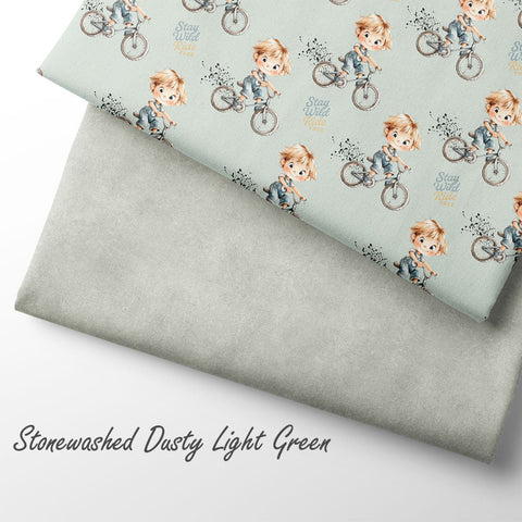 French Terry Stonewashed Dusty Light Green (Bio)