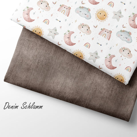 Jerseystoff Denim Schlamm