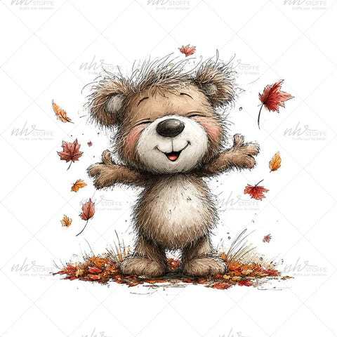 Bügelbild Autumn Fall Bear Medium