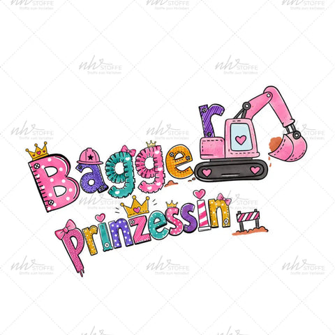 Bügelbild Bagger Prinzessin Medium