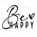 Bügelbild Be Happy Schriftzug MINI