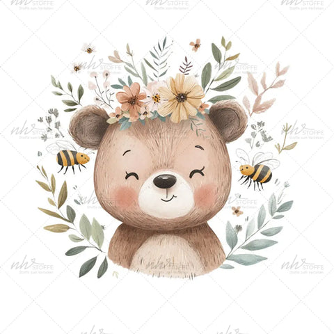 Bügelbild Bear and Bees Medium