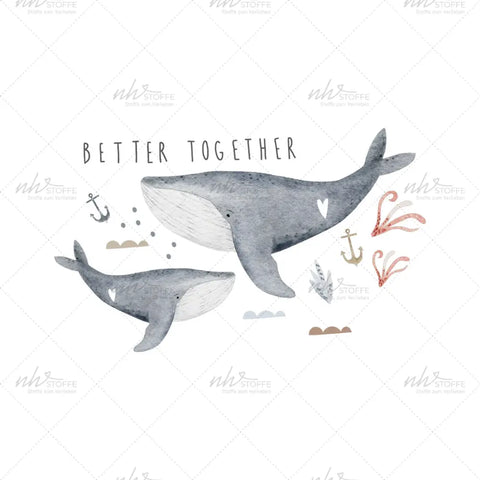 Bügelbild Better together (Zwei Wale) Medium