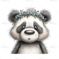 Bügelbild Blumen Panda Medium