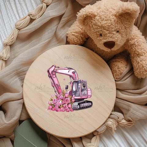 Bügelbild Blumenbagger Medium