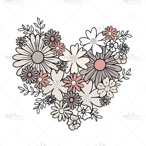 Bügelbild Blumenherz Medium
