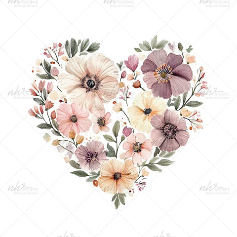 Bügelbild Blumenliebe (Herz) Medium