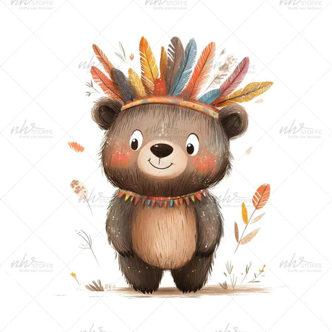 Bügelbild King Boho Bär MINI