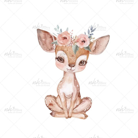 Bügelbild Boho Flower Deer Medium