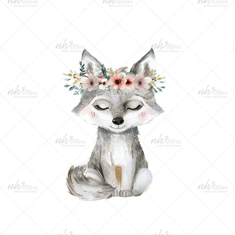 Bügelbild Boho Flower Wolf Medium