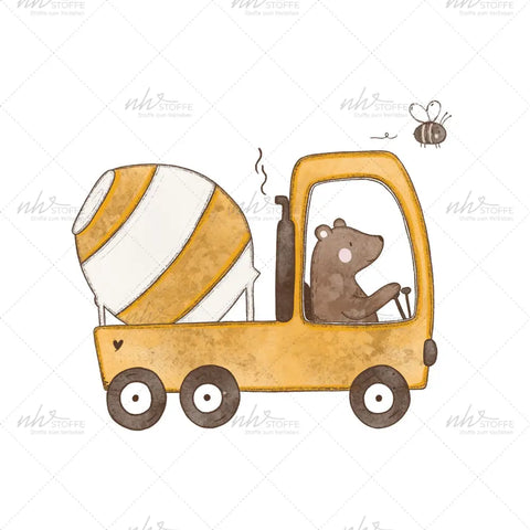 Bügelbild Bruno Betonmischerbär Medium