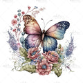 Bügelbild Butterflies and Flowers Medium