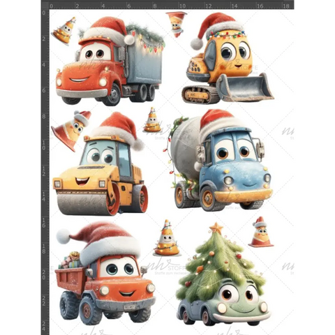 Bügelbild Christmas Roadworks SET