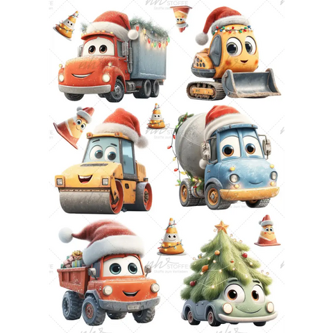 Bügelbild Christmas Roadworks SET