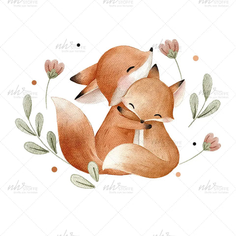 Bügelbild Cuddling Foxes Medium