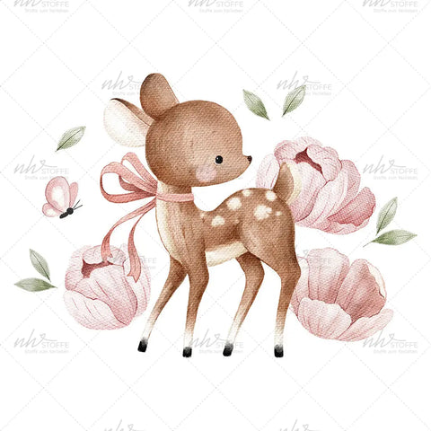 Bügelbild Deer in the flower meadow Medium