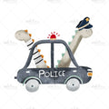 Bügelbild Dino Police Car Medium
