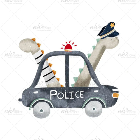 Bügelbild Dino Police Car Medium
